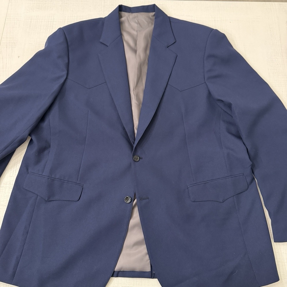 WYOMING TRADERS Navy Blue Blazer Sport Coat Men's 48 T PLUS TALL Office Jacket